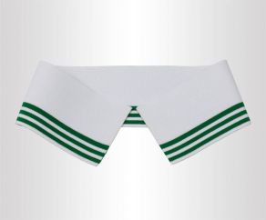廠(chǎng)家定制白色夾綠色條紋單絲光棉雙面橫機(jī)領(lǐng)